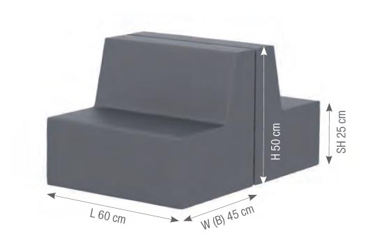 Schaumstoff-Sitzbank-Set, 2-teilig L/B/H 2x 60 x 45 x 50 cm, Sitzhöhe 25 cm
